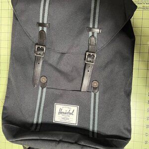 Herschel Supply Co. Retreat Backpack Black Drawstring Bookbag 17" Travel
